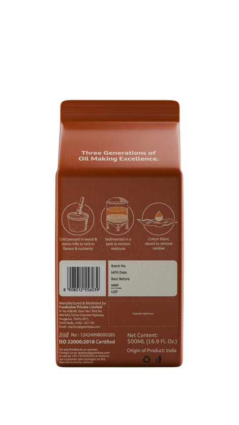 Gramiyaa Sesame - Gingelly (Til) Wood Cold Pressed Oil