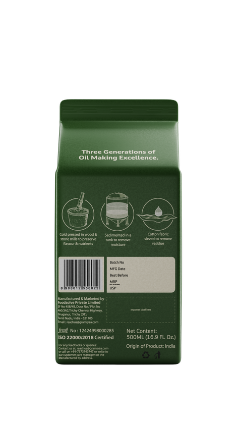 Gramiyaa Coconut Wood Cold Pressed Oil (Nariyal Oil)