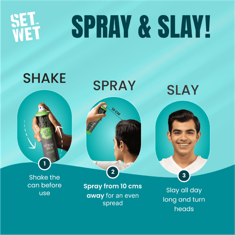 Set Wet Hair Spray For Men & Women | Extreme, Long-lasting Hold | UV Protect | With Soy, Rice & Oat Protein