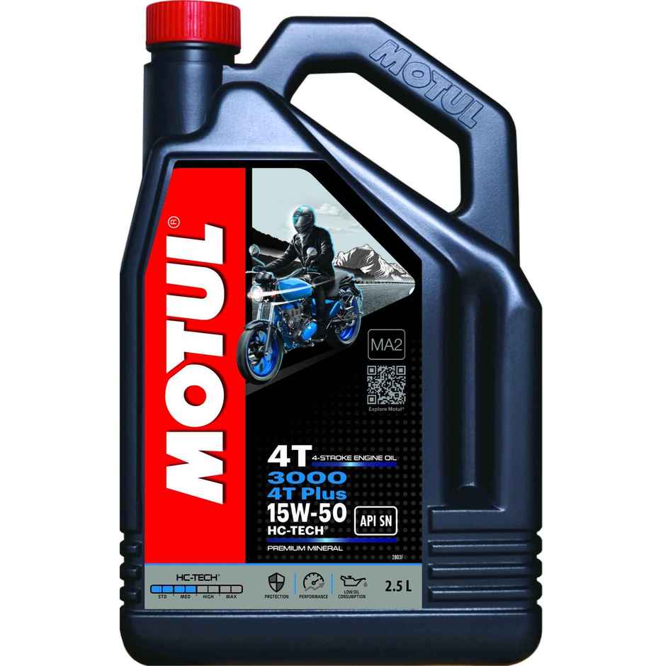Motul 3000 4T Plus 15W50 API SM HC Tech Engine Oil for Royal Enfield Bullets | 2.5L
