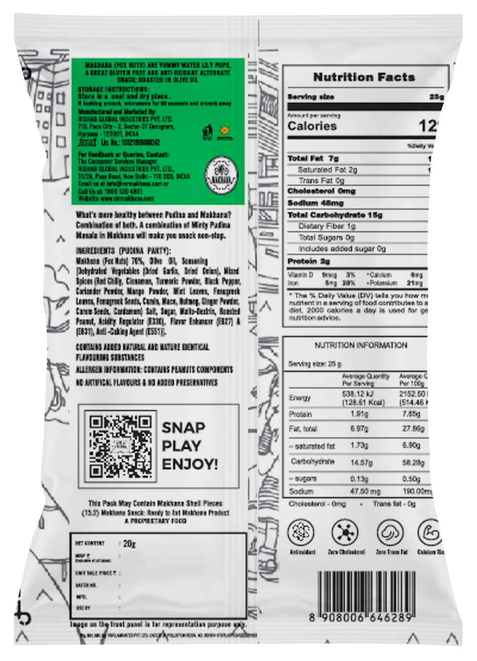 Mr Makhana Super Snack - Pudina Party 20 g Combo