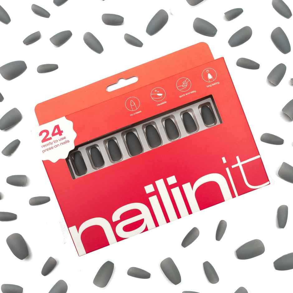 Nailinit Ash Grey Press On Nails