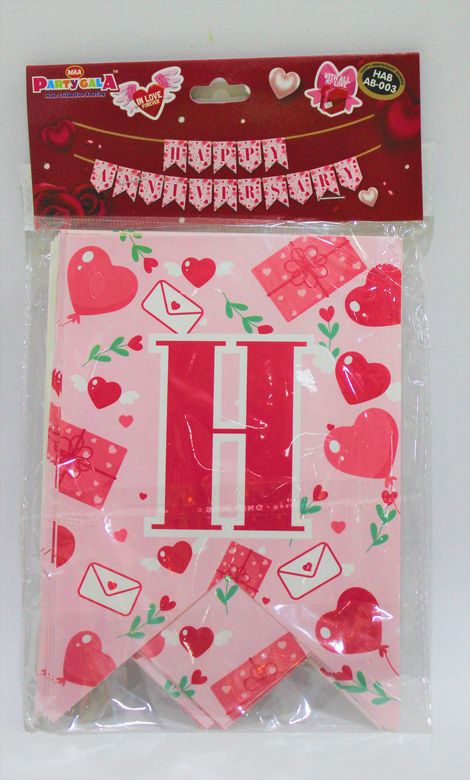 Happy Anniversary Combo Set Assorted ( 1Pc Flag Banner, 10Pc Posters, 3Pc Photo Props & 1Pc Cake Topper)