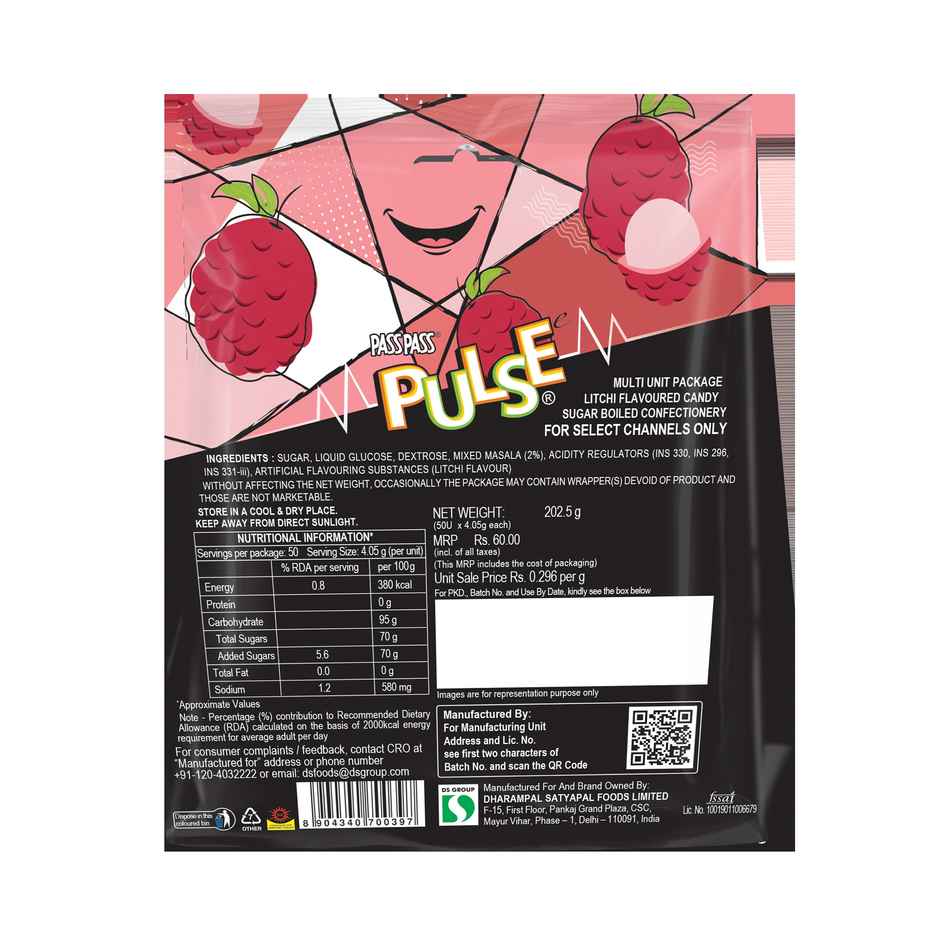 Pulse Litchi 50 Candies | Candy Pack