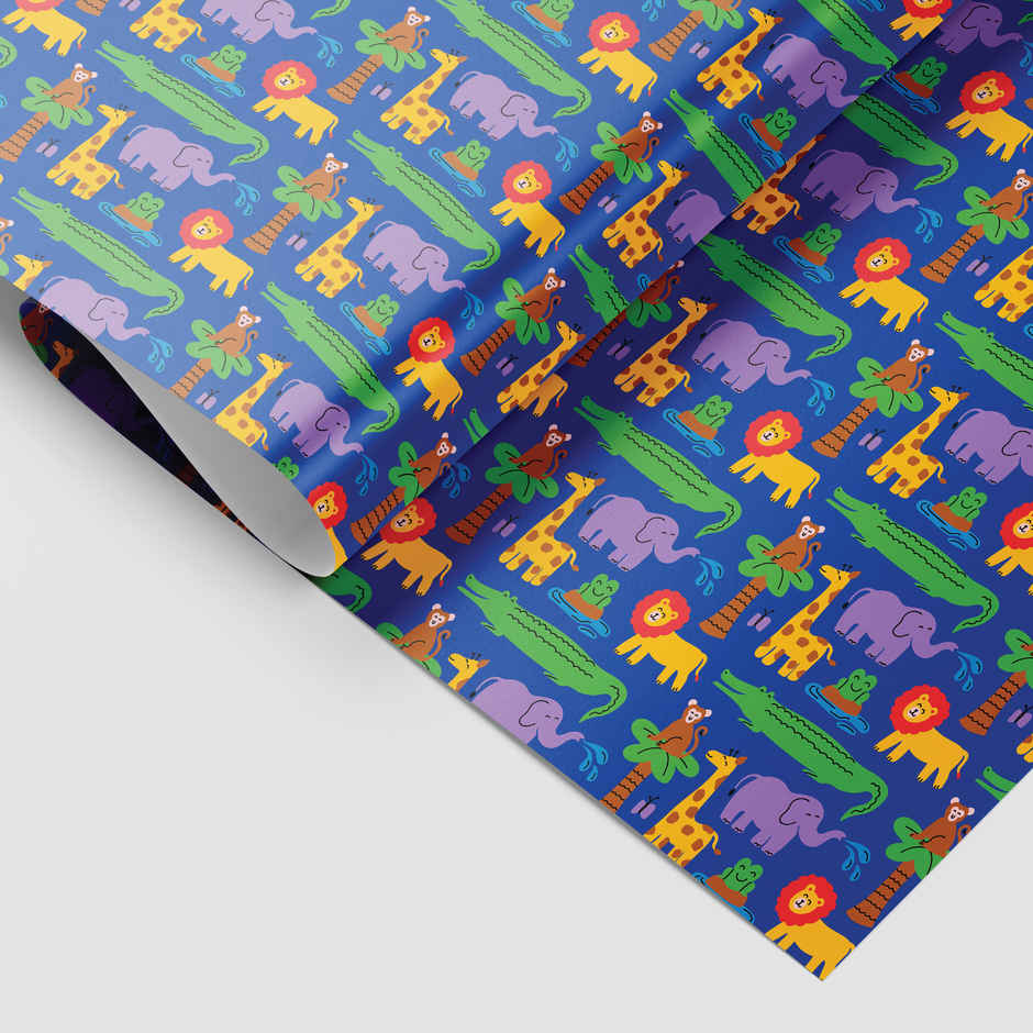 Tiger Notes Gift Wrap Kids Animals Blue