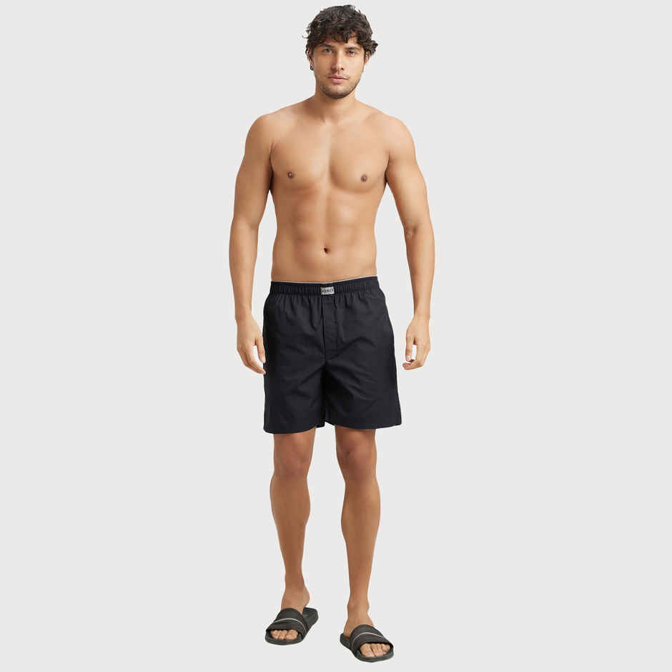 Jockey MC10 Men's Super Combed Mercerized Cotton Woven Fabric Underwear Boxer Shorts | Black - S