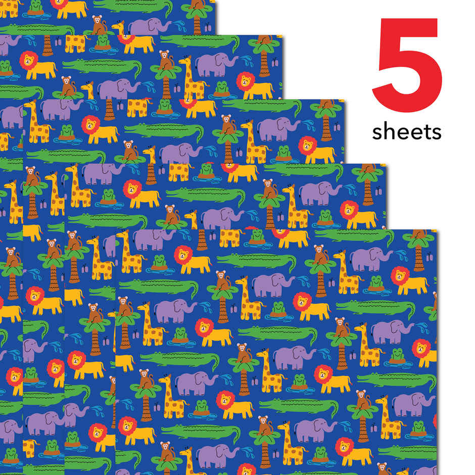 Tiger Notes Gift Wrap Kids Animals Blue