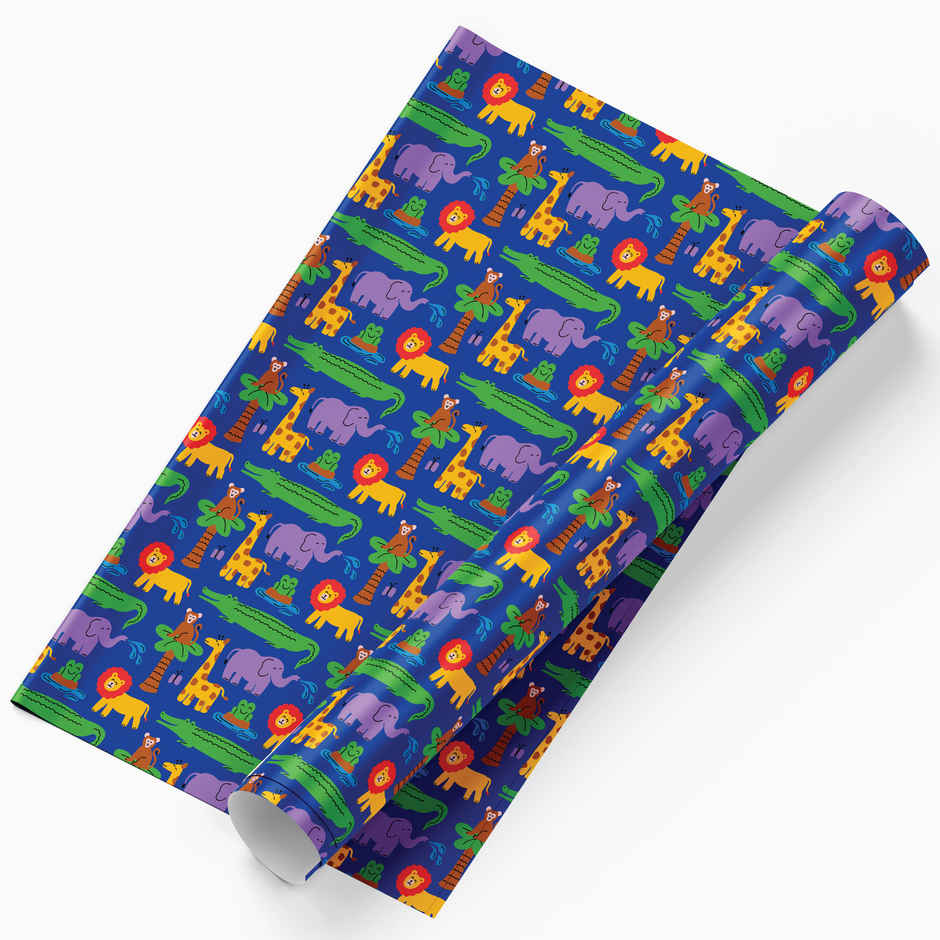 Tiger Notes Gift Wrap Kids Animals Blue