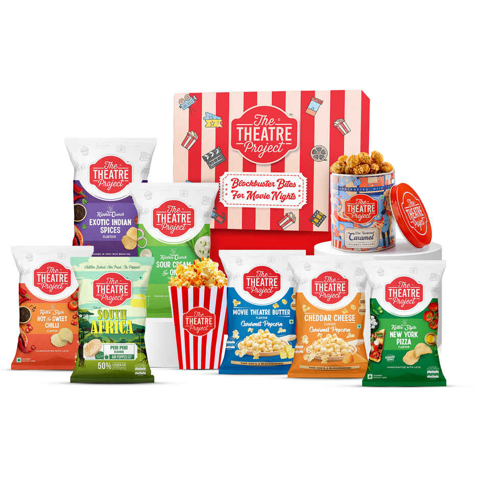 The Theatre Project Assorted Gourmet Chips and Popcorn Movie Night Gift Box