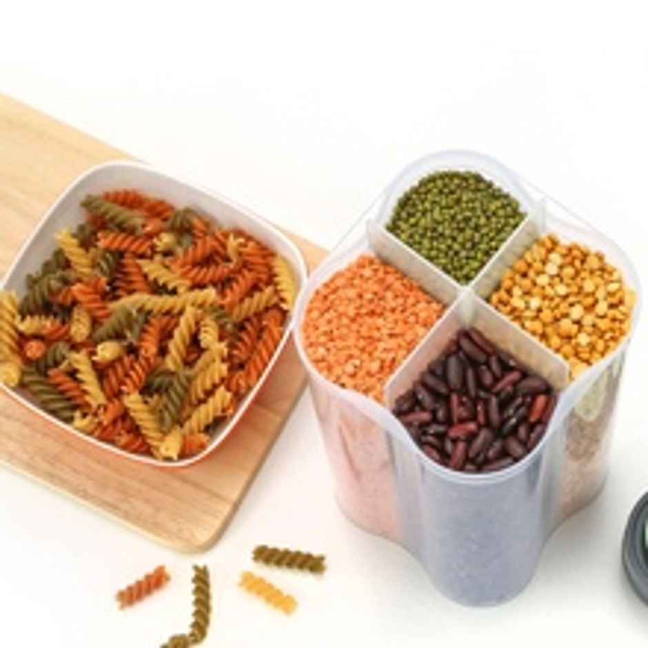 2Mech 4 Section Plastic Kitchen Storage Container | Set Of 2