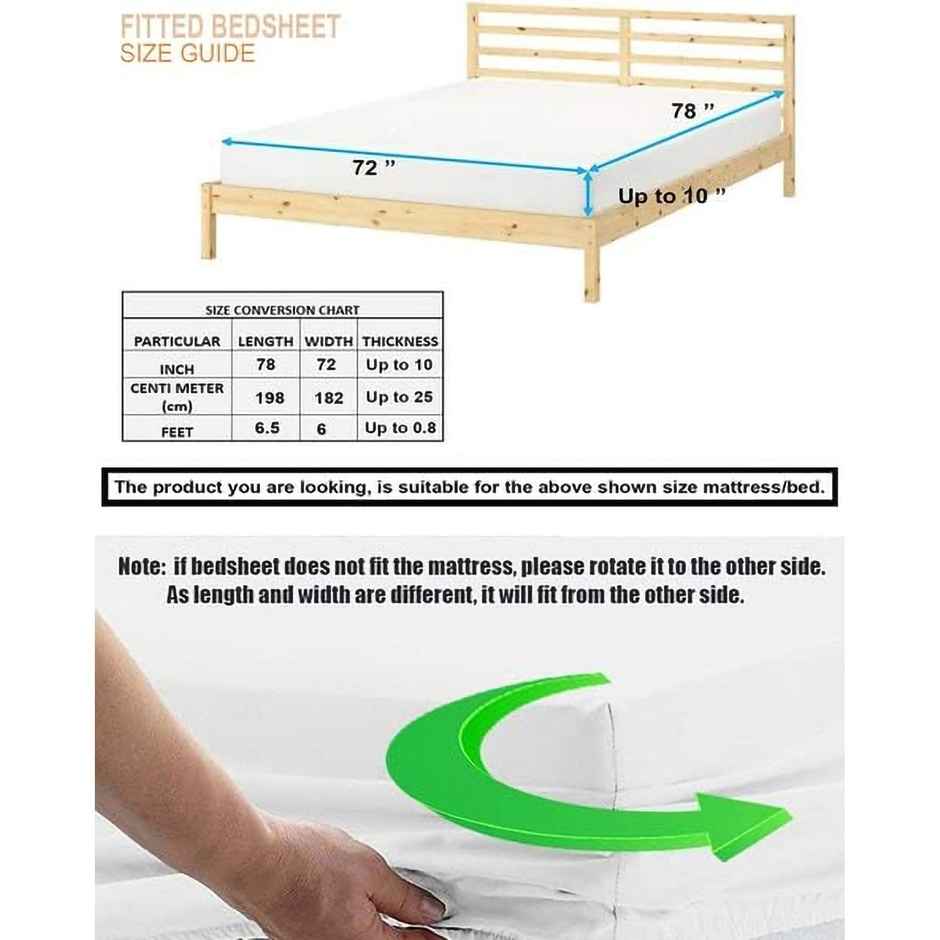 Cortina Fitted Bedsheet for Double Bed | 120 TC | Circles | 100% Microfiber D4