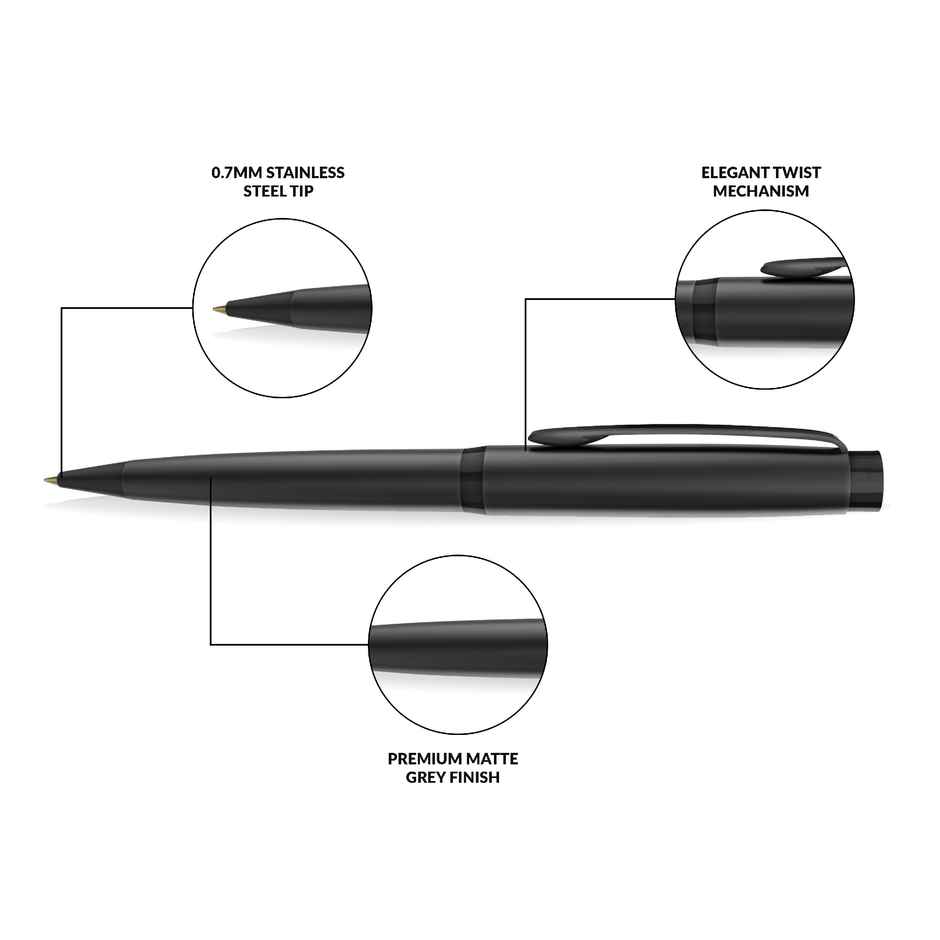 Paperkraft Chopin Ball Pen (Blue) Pack Of 1 (Matte Grey) - 4030049