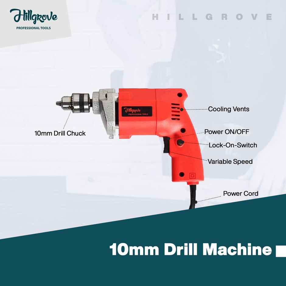 Hillgrove Hzp76M1 500W 10 mm Power Electric Drill Machine For Making Holes In Metal/Wood/Concrete