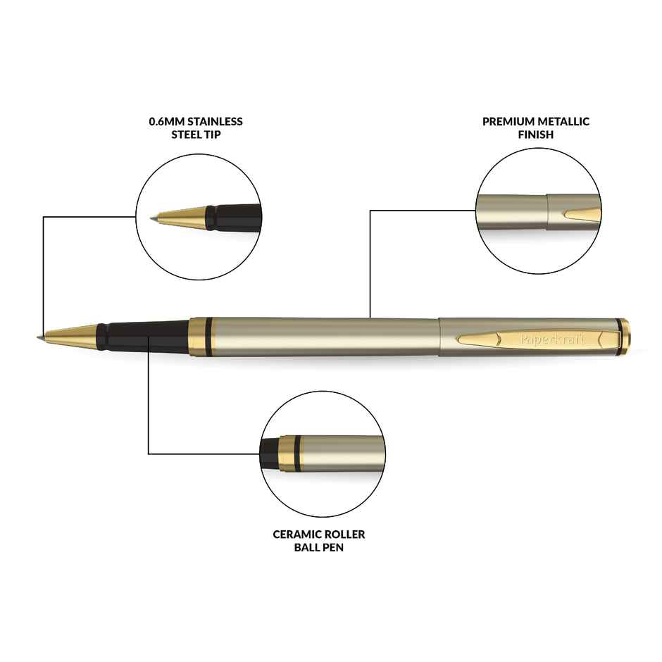 Paperkraft Beethoven Ceramic Roller Ball Pen (Blue) Pack Of 1 (Gold) - 4030155