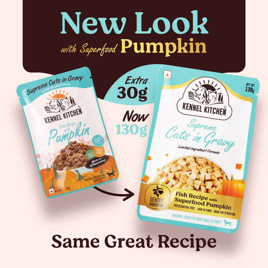 Kennel Kitchen Supreme Cuts In Gravy, Fish Recipe With Pumpkin | Wet Dog Food