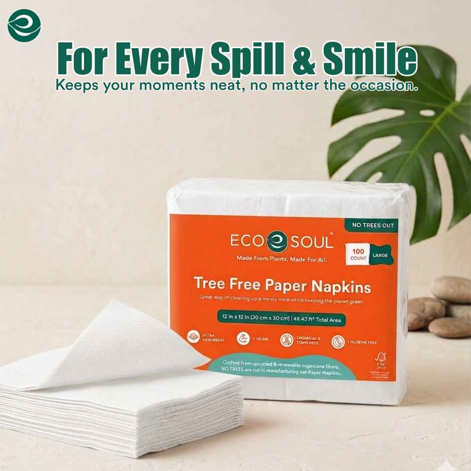 ECO SOUL 1Ply | 100Count | Disposable Paper Napkin Combo