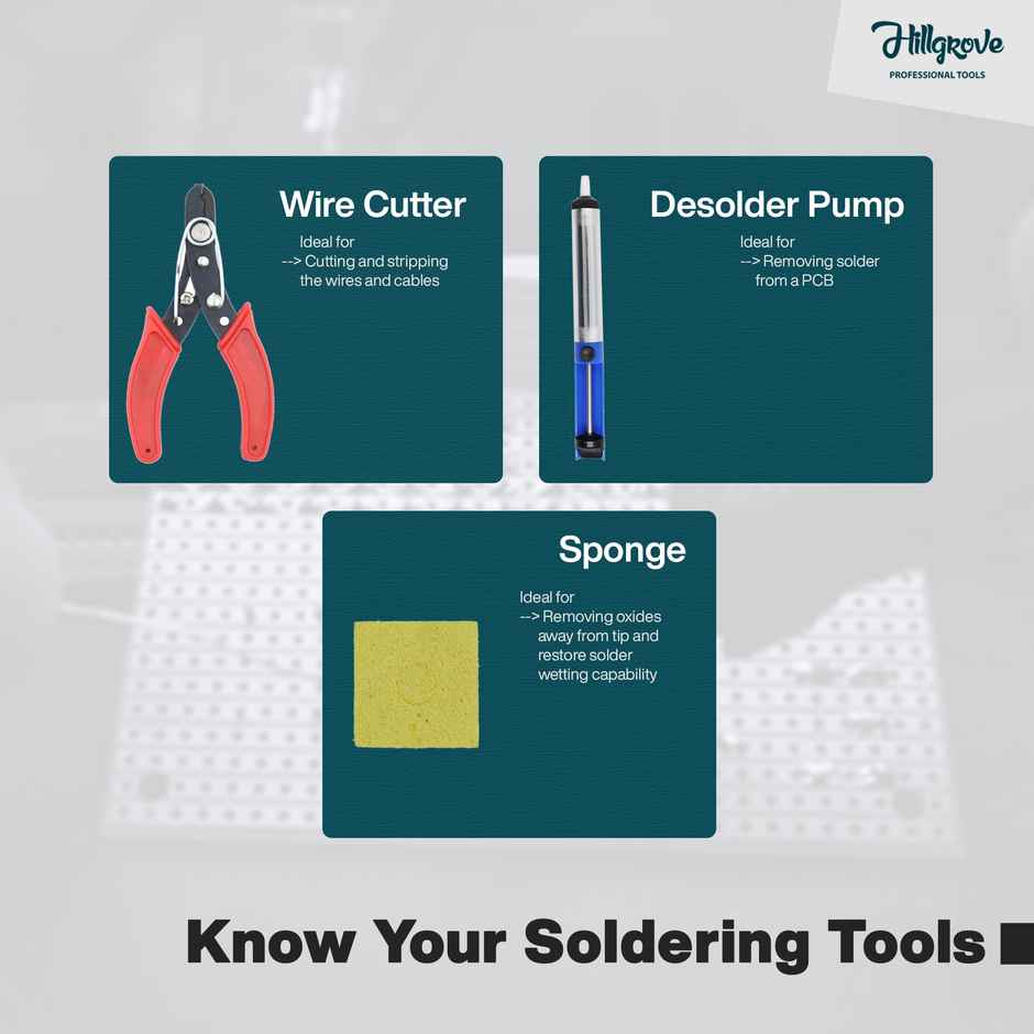 Hillgrove Hzp144M1 15In1 Basic 25W Soldering Iron Kit With Solder Wire, Glue Gun, Multimeter