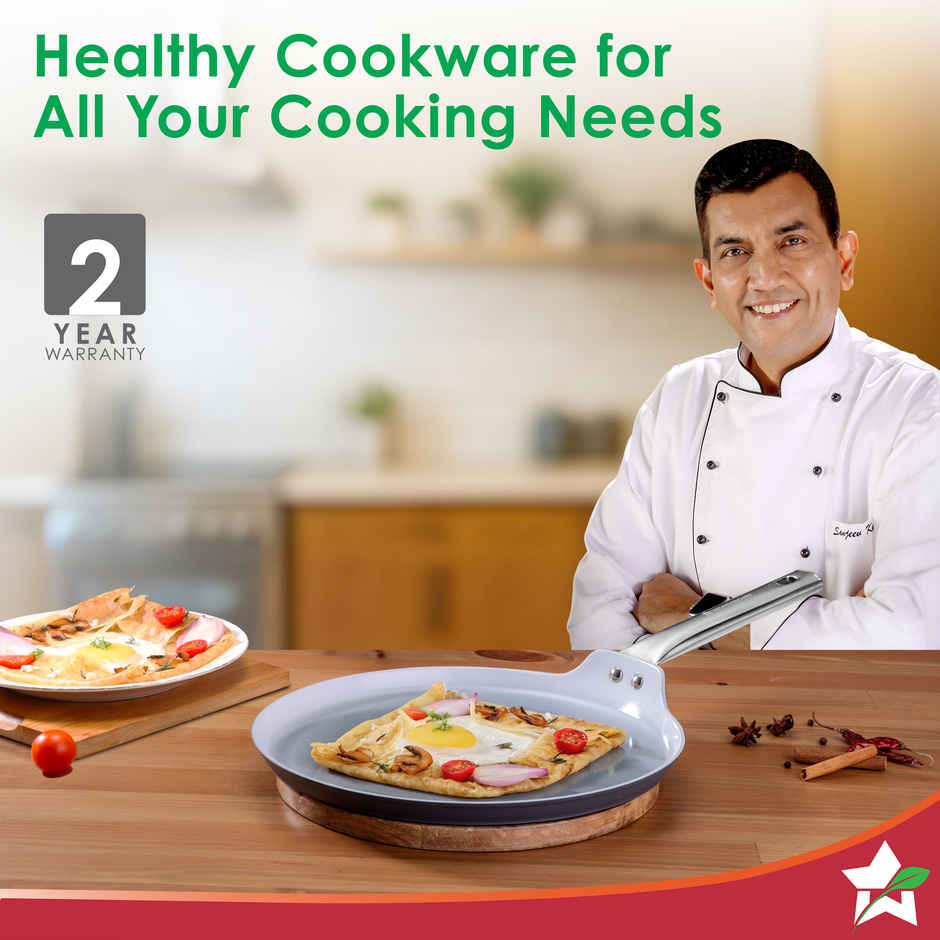 Wonderchef Eco Glide Dosa Tawa | 28 cm | Ceramic Coating | Induction Compatible | Grey