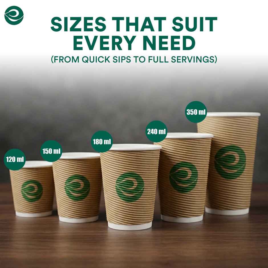 ECO SOUL | Disposable Paper Cups/Glasses | 180 ml | Ripple | 25 Count