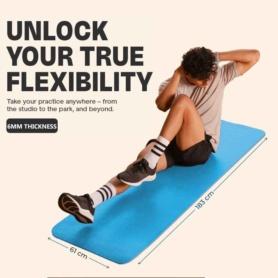 Mommers 6mm Yoga Mats For Women and Men 6x2 Feet - Blue