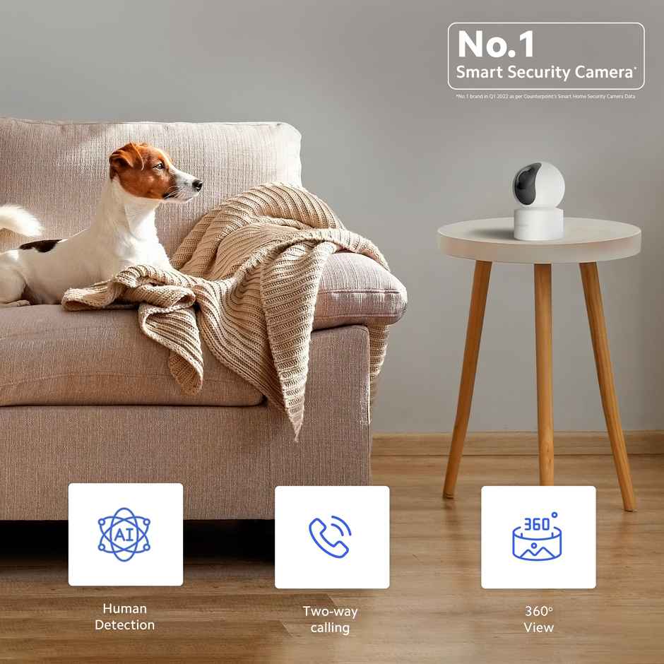 Xiaomi Mi Wireless Home Security Camera 2i 2022 Edition | Full HD Picture | 360 View | 2MP | AI Powered Motion Detection | Enhanced Night Vision| Talk Back Feature (2 Way Calling), 1080p - White