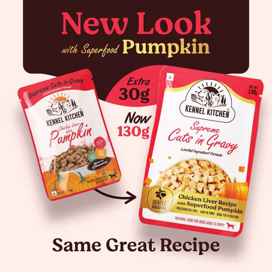 Kennel Kitchen Supreme Cuts In Gravy, Chicken Liver With Pumpkin | Wet Dog Food