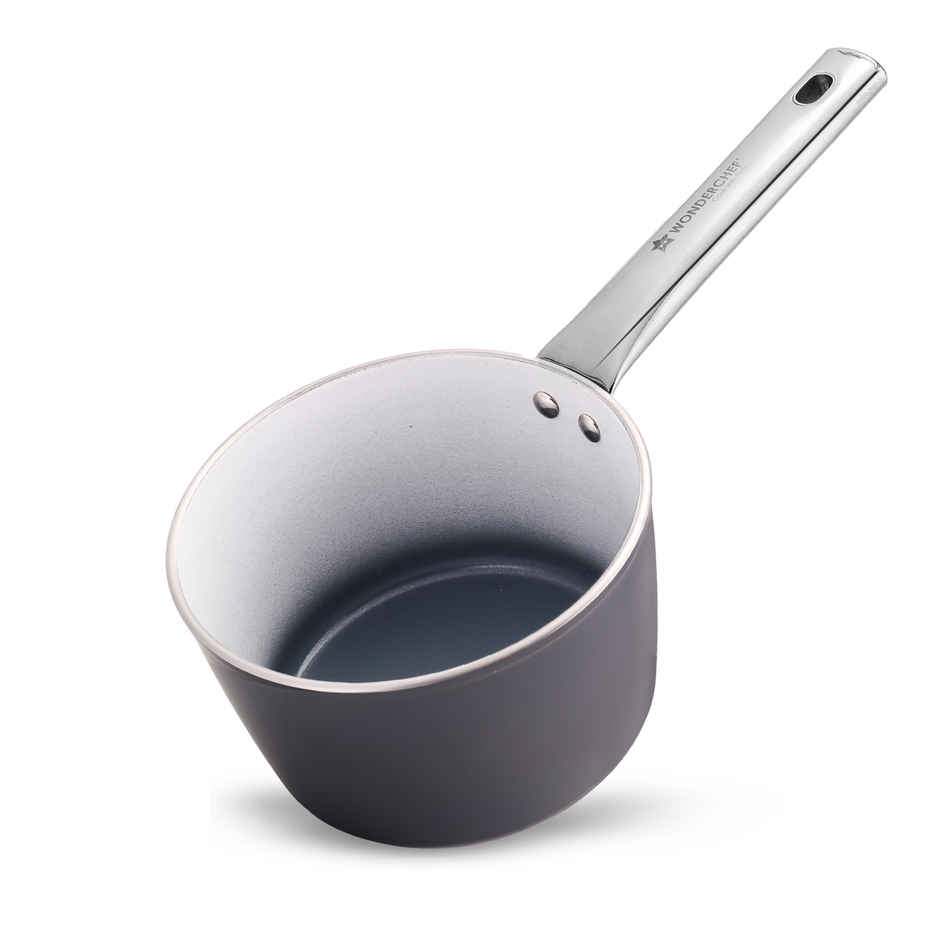 Wonderchef Eco Glide Saucepan | 16 cm | 1.75 L | Ceramic Coating | Induction Compatible | Grey