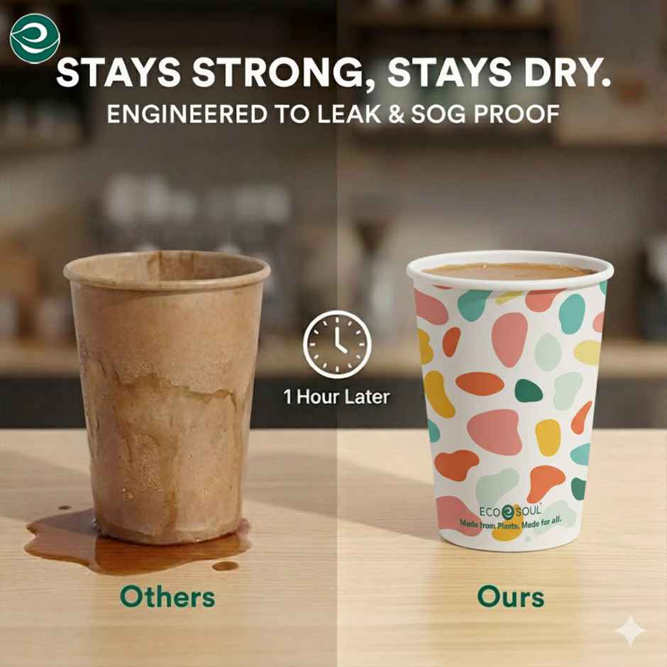 ECO SOUL | Disposable Paper Cups/Glasses | 150 ml | Multi Colour | 50 Count