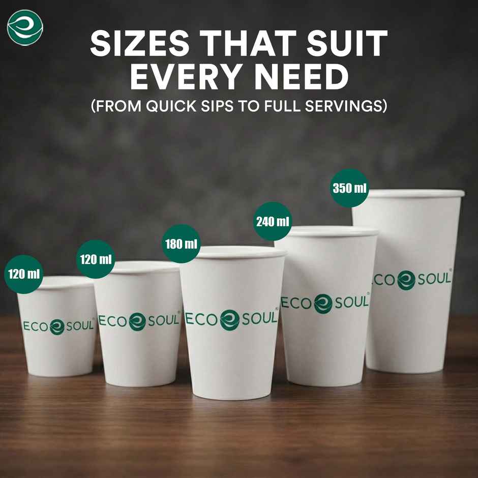 ECO SOUL | Disposable Paper Cups/Glasses | 180 ml | Standard | 25 Count