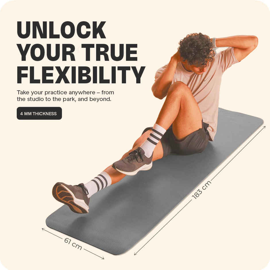 Mommers 4 mm Yoga Mat for Women and Men | 6x2 Feet | Grey
