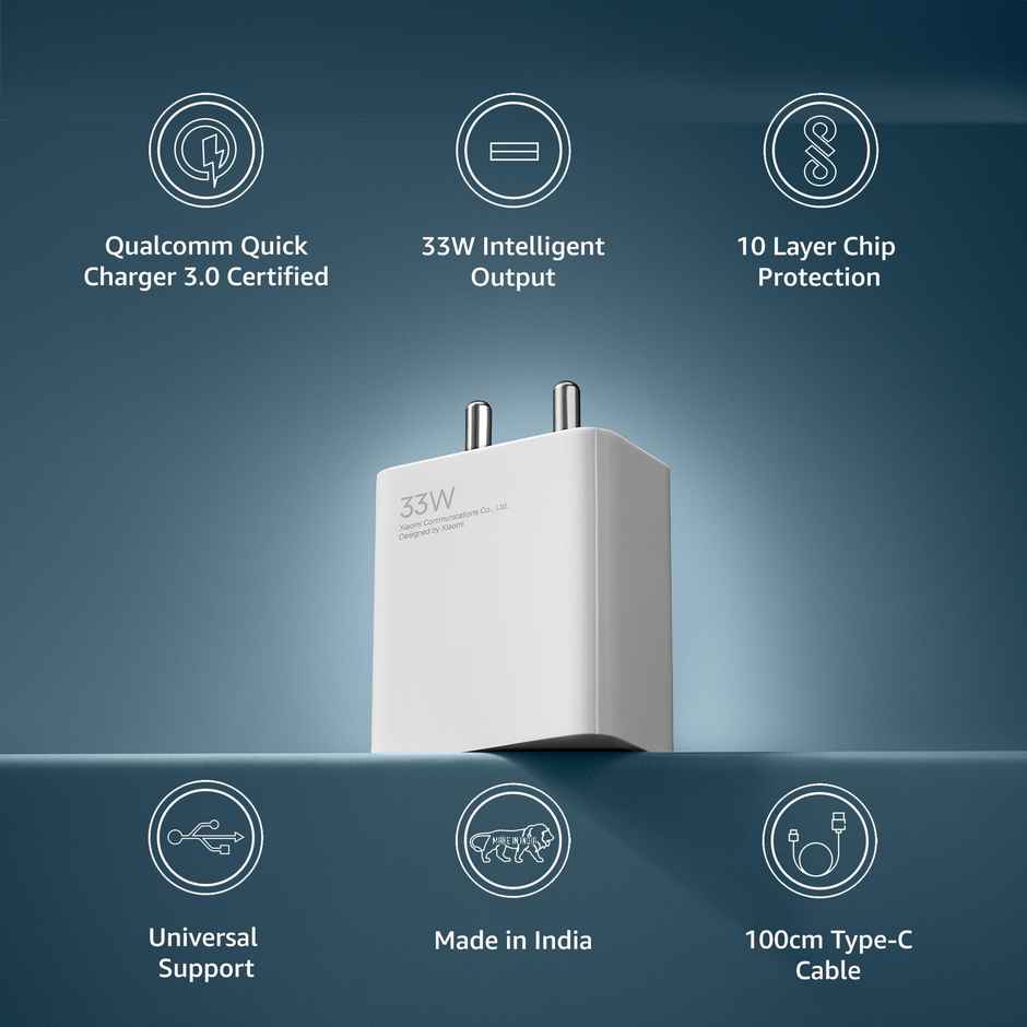 Xiaomi 33 W Sonic Charge 2.0 Charger | With Fast Charge Cable - White