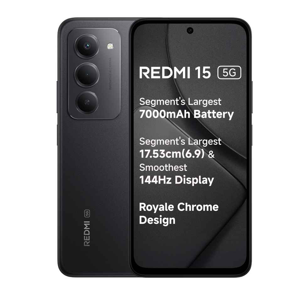 Redmi 15 5G Smartphone | 6GB RAM | 128GB Storage | 6.9 in Display | Midnight Black