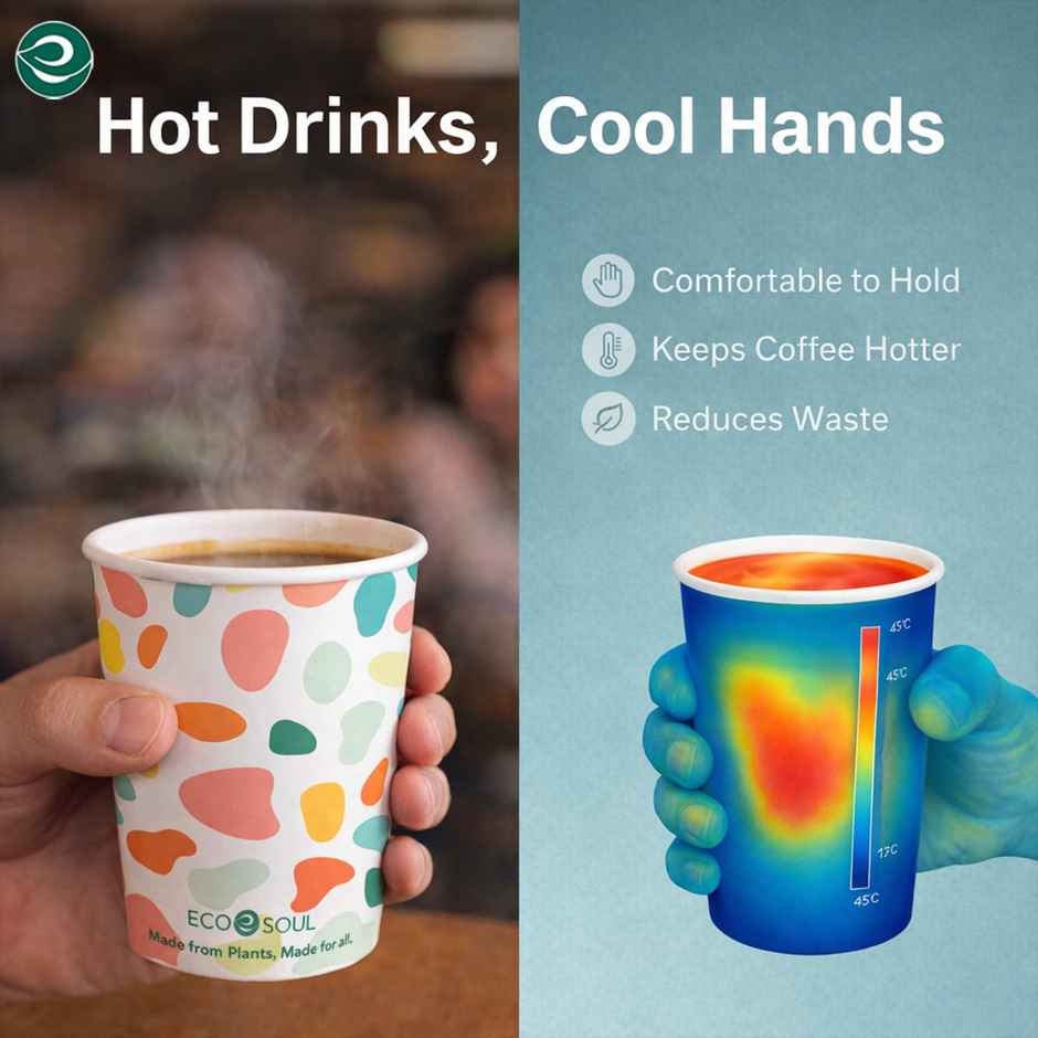 ECO SOUL | Disposable Paper Cups/Glasses | 150 ml | Multi Colour | 50 Count