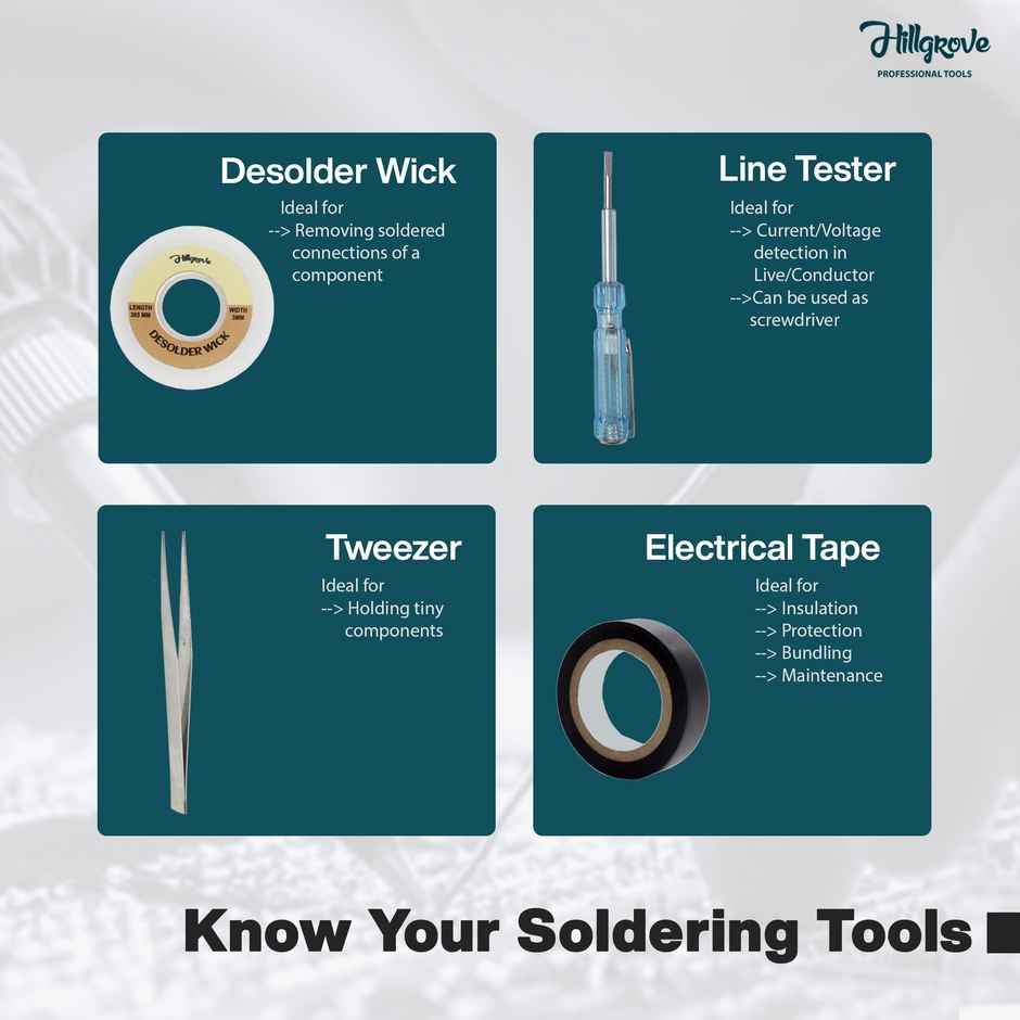 Hillgrove Hzp144M1 15In1 Basic 25W Soldering Iron Kit With Solder Wire, Glue Gun, Multimeter