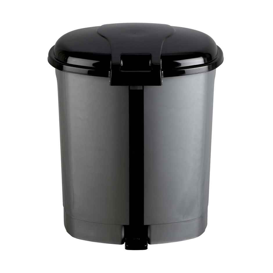 Kolorr 13 Litres Plastic Pedal Dustbin Go Clean/Medium Size Trash Can, Kitchen Silver