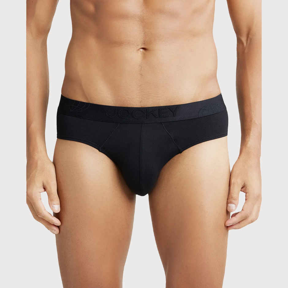 Jockey IC24 Men's Tencel Micro Modal Cotton Underwear Elastane Solid Brief, Stayfresh Properties | Black - XL