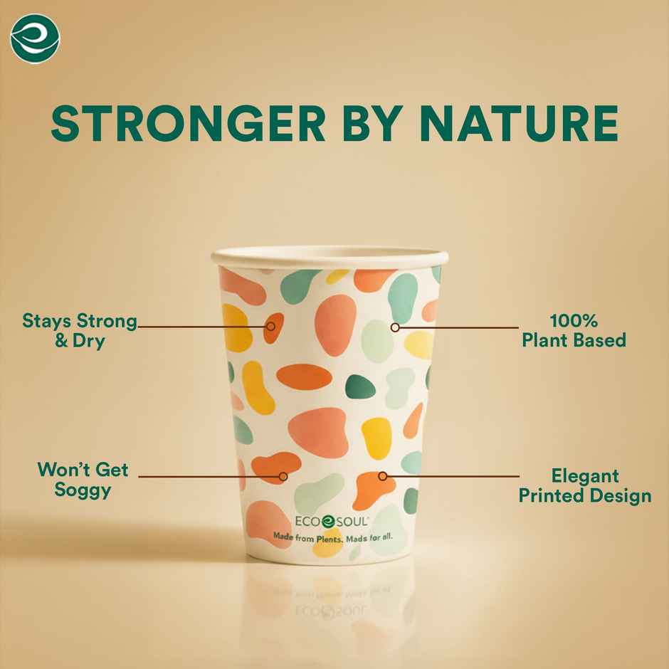 ECO SOUL | Disposable Paper Cups/Glasses | 150 ml | Multi Colour | 50 Count