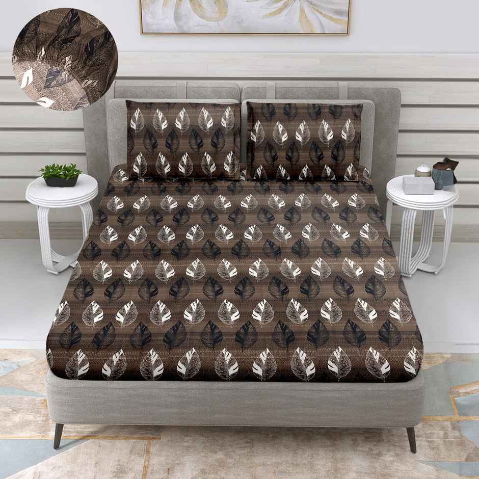 Cortina Fitted Bedsheet for Double Bed | 120 TC | Circles | 100% Microfiber D2