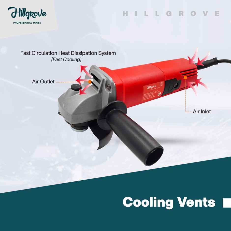 Hillgrove Hzp17M1 4 inch Angle Grinder With 5 Wheels & 5 Hand Tools For Grinding/Polishing/Cutting
