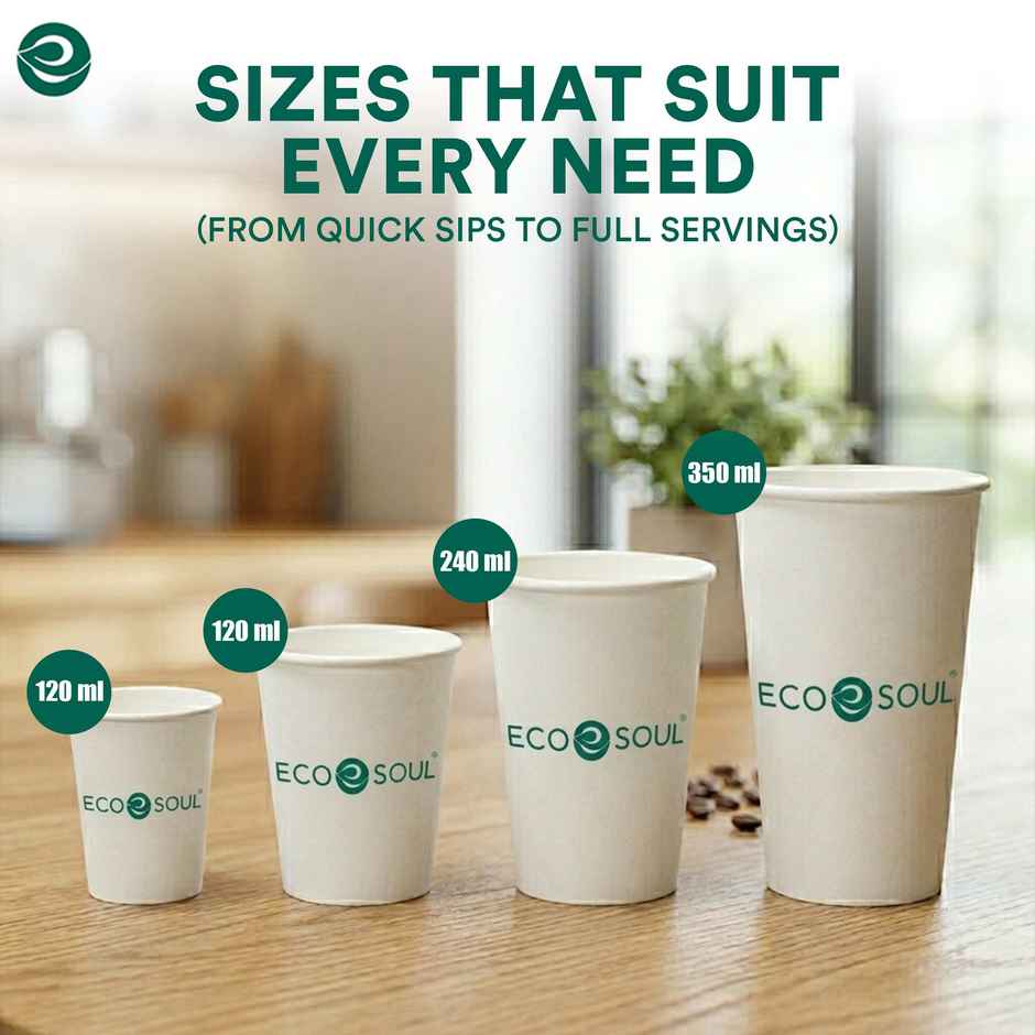 ECO SOUL | Disposable Paper Cups/Glasses | 120 ml | Standard | 50 Count