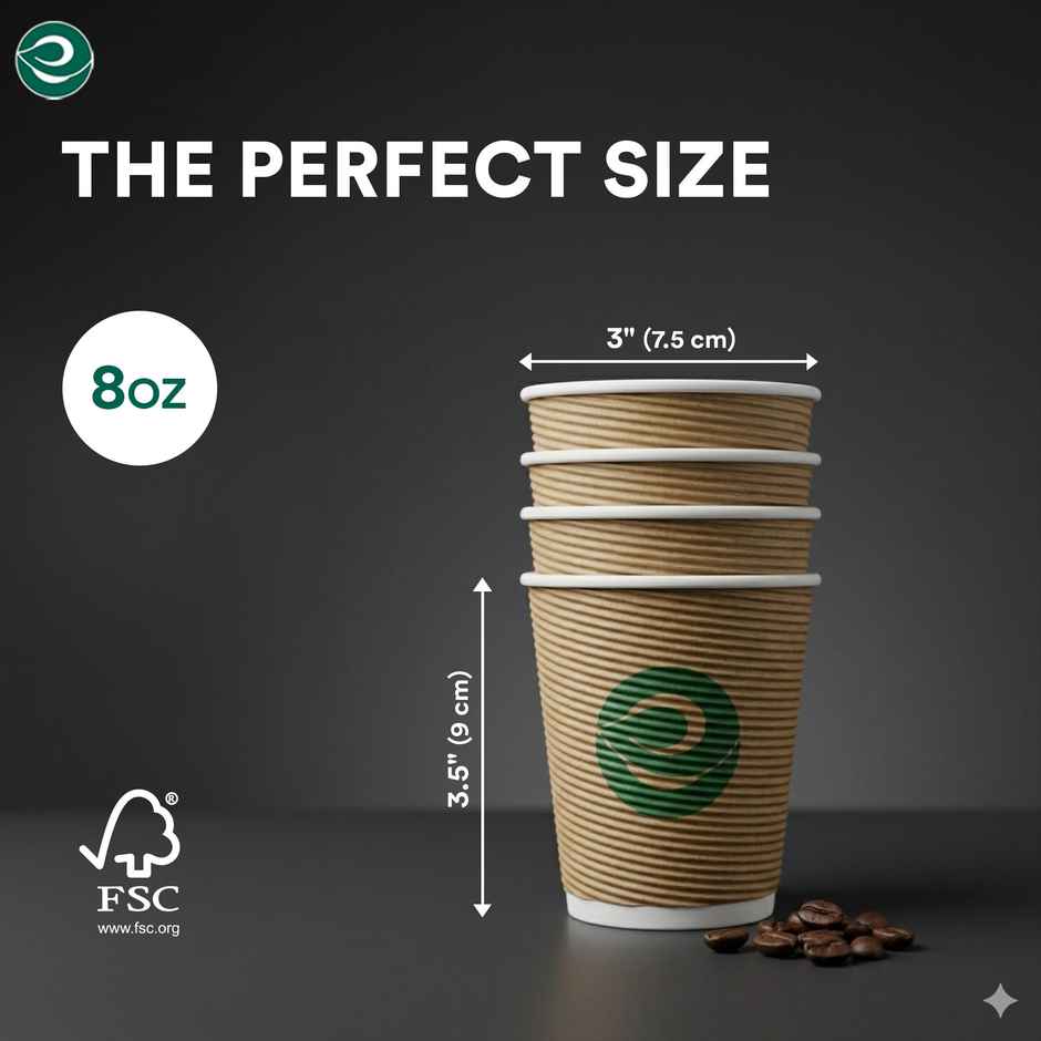 ECO SOUL | Disposable Paper Cups/Glasses | 250 ml | Ripple | 10 Count