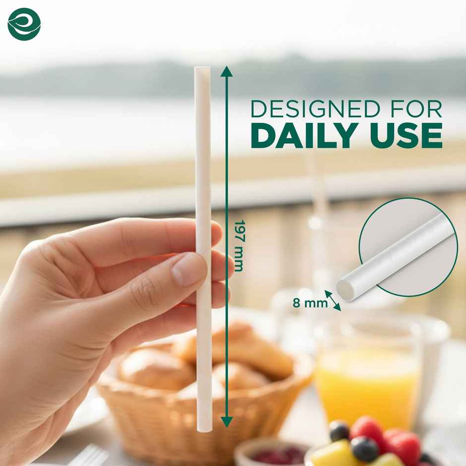 Eco Soul 8mm White | 50 Count | Paper Straw