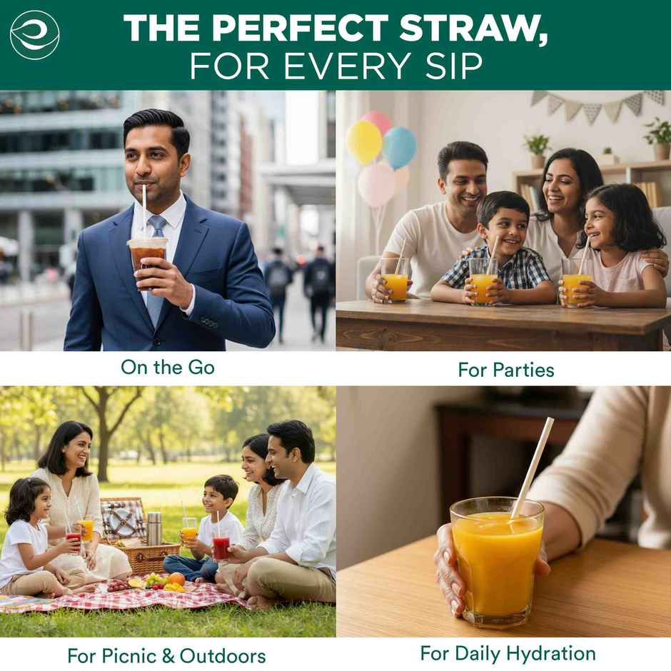 Eco Soul 8mm White | 50 Count | Paper Straw