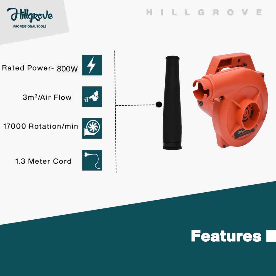 Hillgrove Hzp37M1 800W-18000 Rpm Air Blower And Suction Dust Cleaner For Ac/Computer/Home