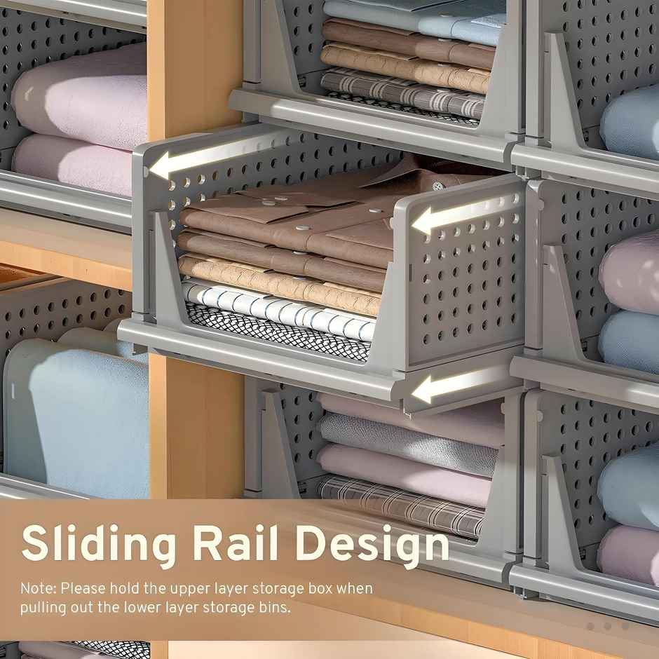 Kuber Industries Plastic Storage Wardrobe Organizer for Almirah|Large|Pack of 4|Gray