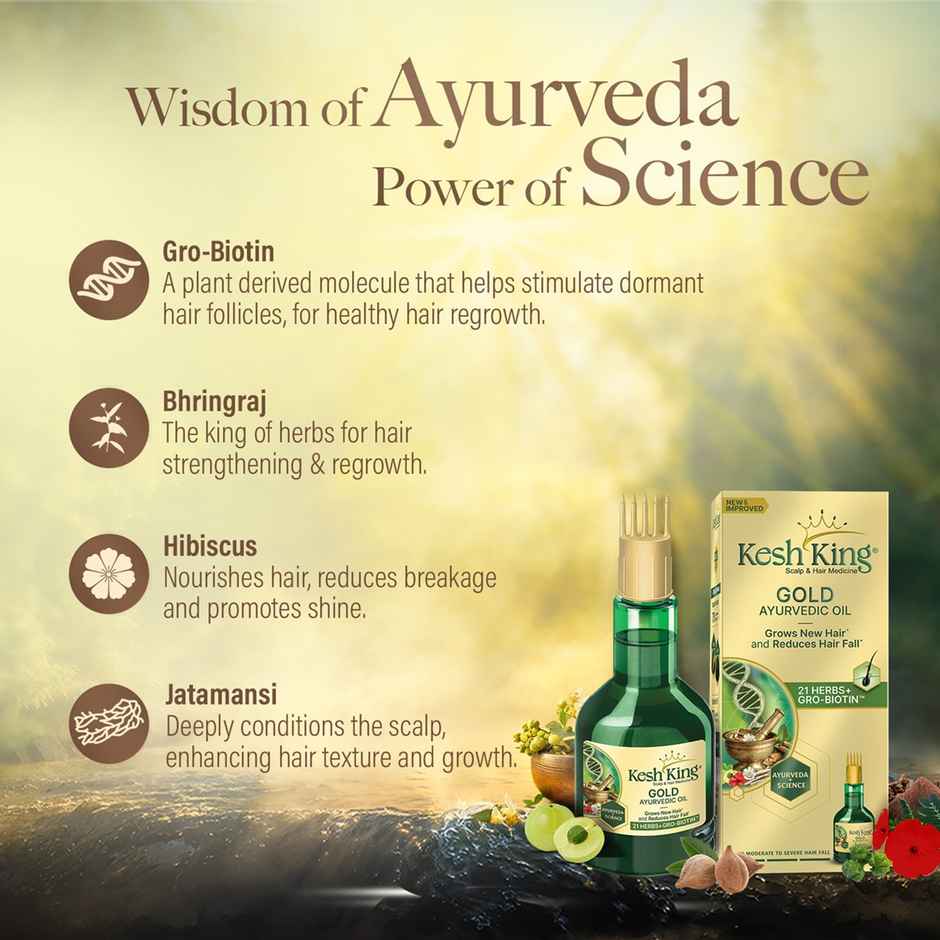 Kesh King Gold Ayurvedic Hair Oil with 21 Herbs and Gro-Biotin