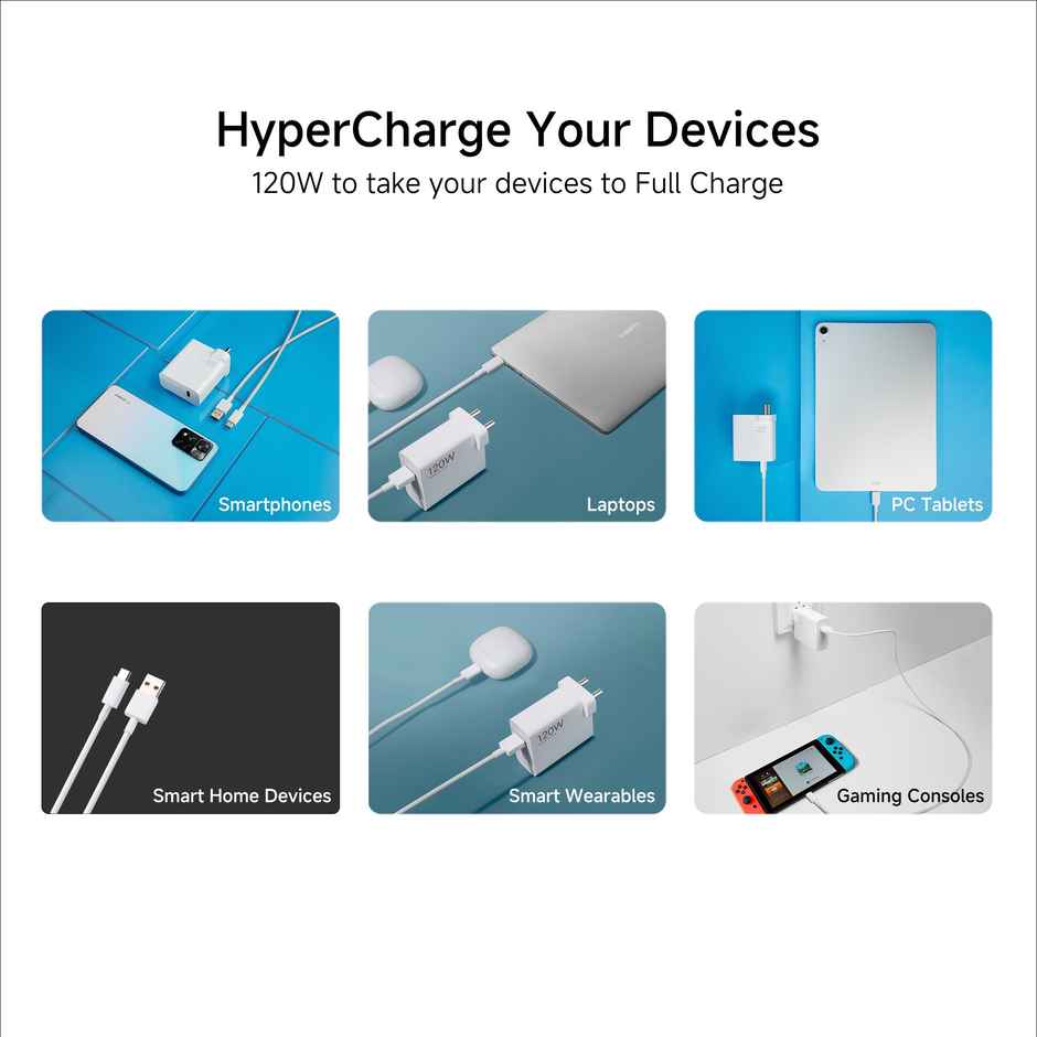 Xiaomi 120 W Hypercharger With Fast Charge Cable | For Mobile - Laptop