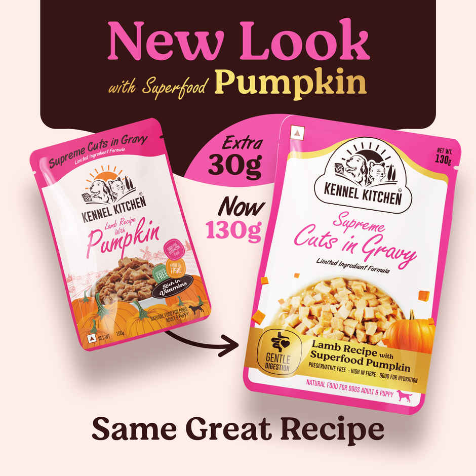 Kennel Kitchen Supreme Cuts in Gravy, Lamb Recipe With Pumpkin | Wet Dog Food