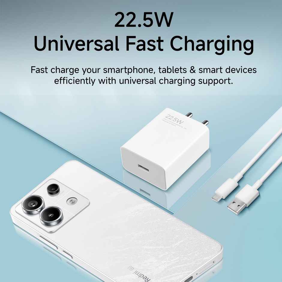 Xiaomi 22.5W Fast Charger with USB-C Cable, Quick Charge 3.0 Power Adapter Compatible with Redmi Note Series, Poco, Mi, Any Type C Devices - with Power Delivery - White