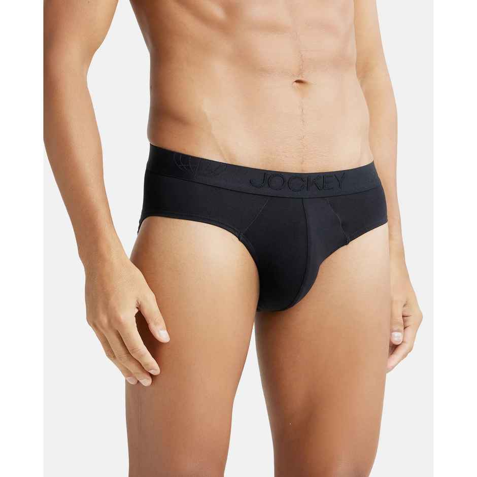Jockey IC24 Men's Tencel Micro Modal Cotton Underwear Elastane Solid Brief | Stayfresh Properties | Black - M
